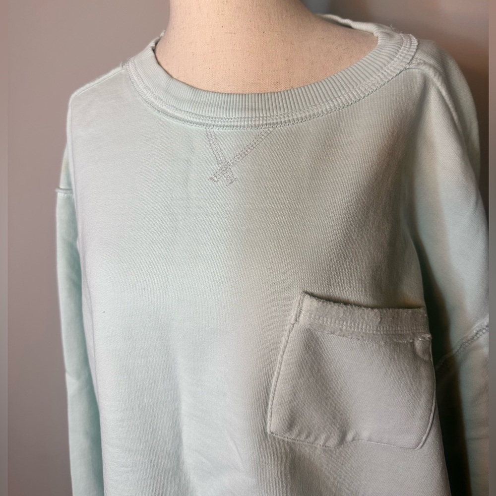 NWT sz S Free People We the Free Wallace Pullover sweatshirt in Sea Mist - Picture 4 of 12